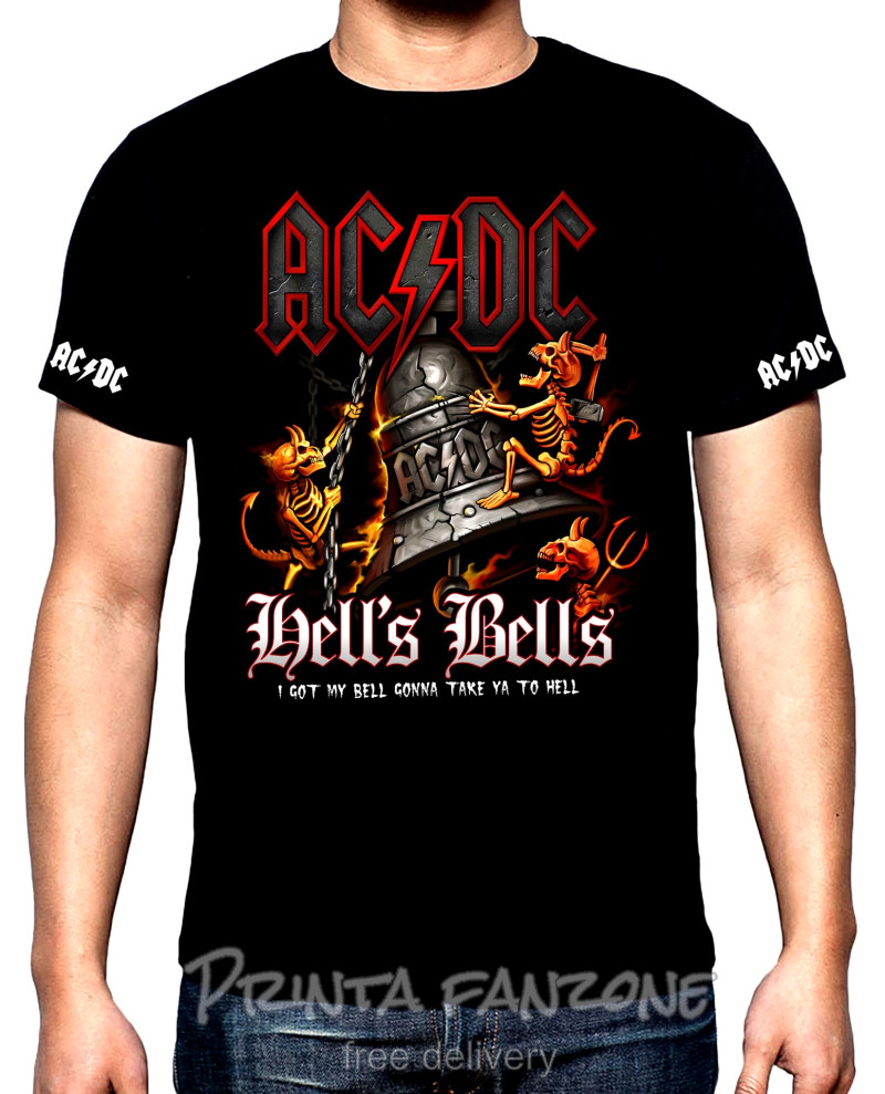 T-SHIRTS AC DC,Hells Bells, men's  t-shirt, 100% cotton, S to 5XL